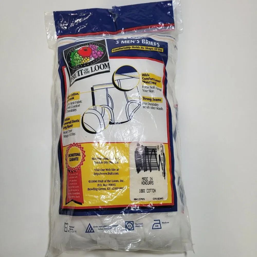 New Vintage 1996 Fruit of the Loom FTL Briefs XL (42-44) – 3 Pack
